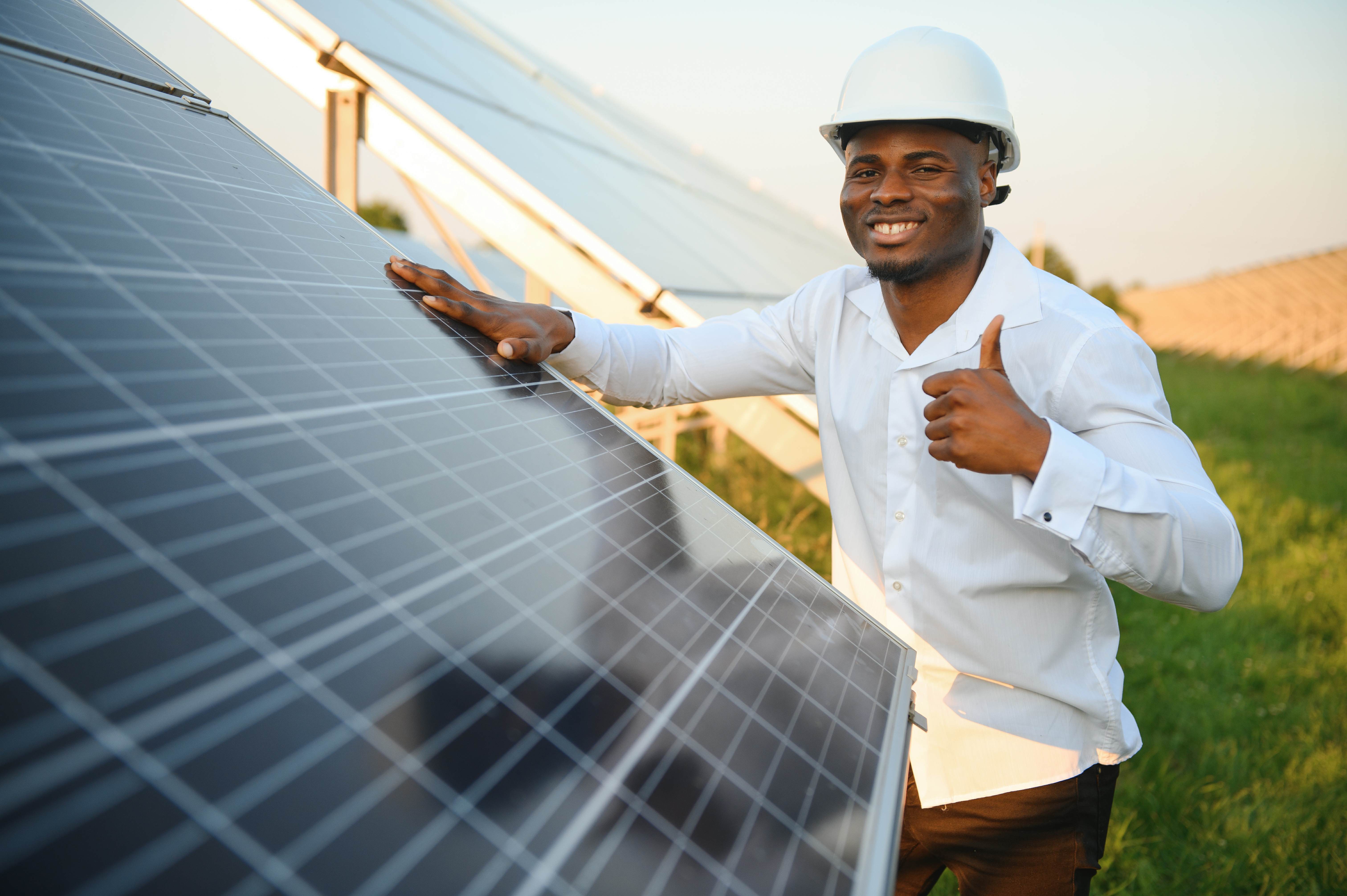 Solar technician giving thumbs up